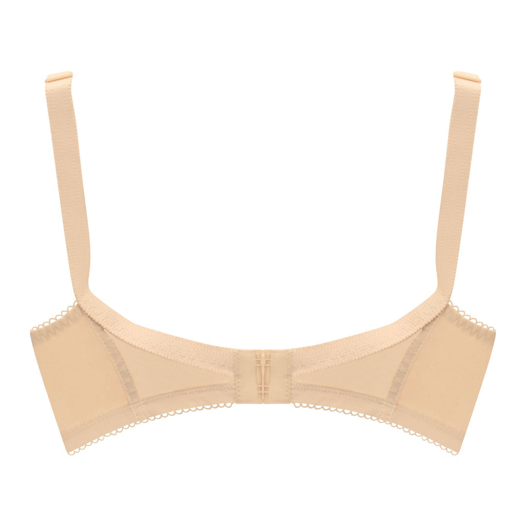 Women's Comfort & Control Embroidered Bra, Doria Cotton, Full Coverage & U-Shaped Back, Wide Straps, Skin, 1071