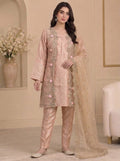 Blush Pink Embroidered Organza Shirt with Raw Silk Trousers – Formal 3 Piece Suit