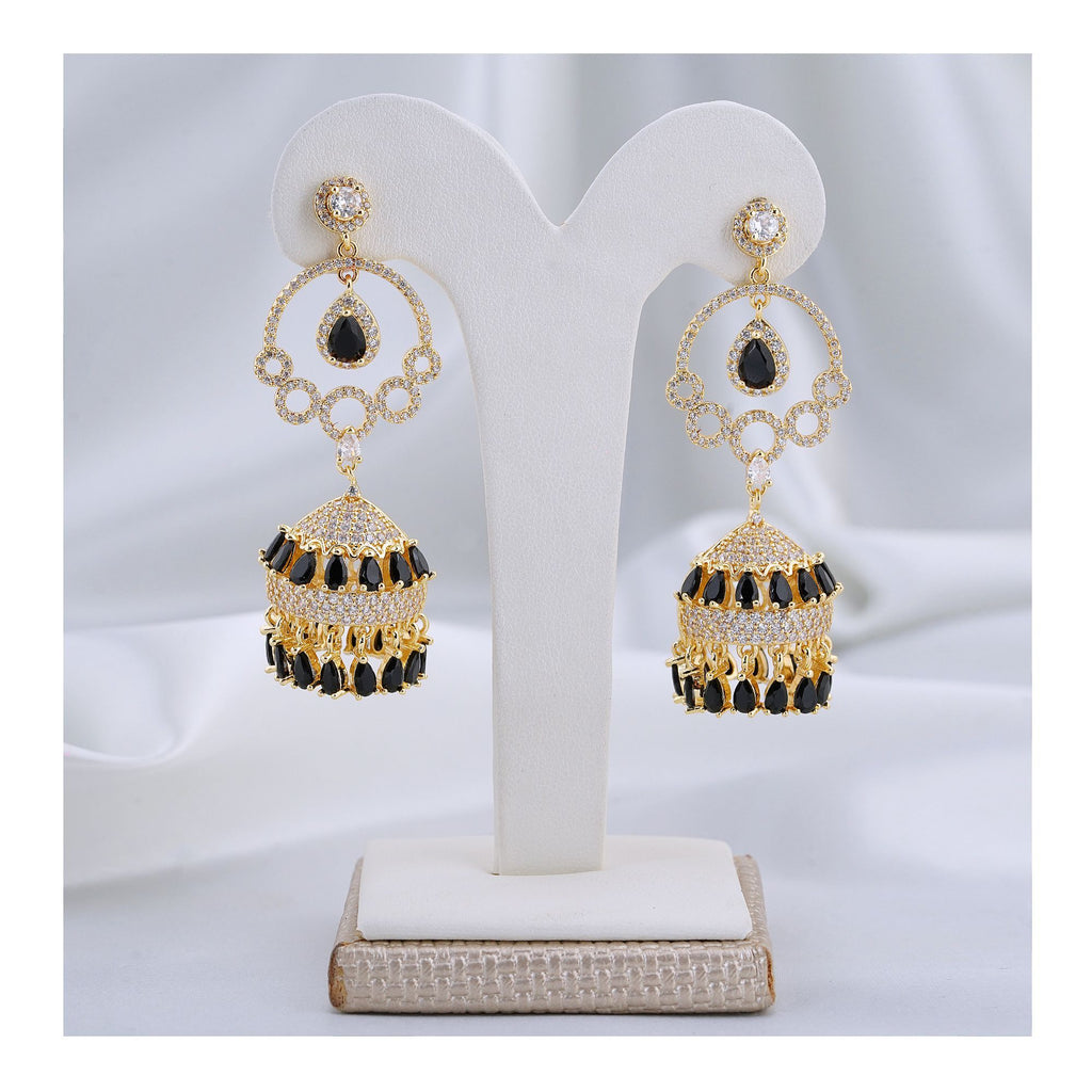 Women's Jhumki Jewellery, Golden Black, JK 00754