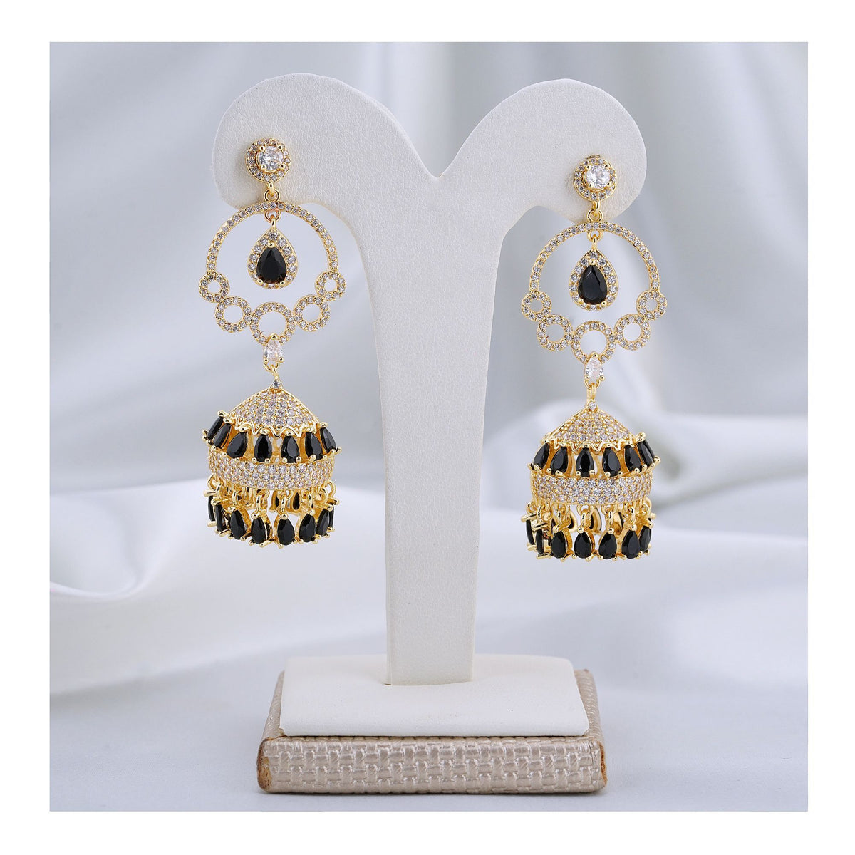 Women's Jhumki Jewellery, Golden Black, JK 00754