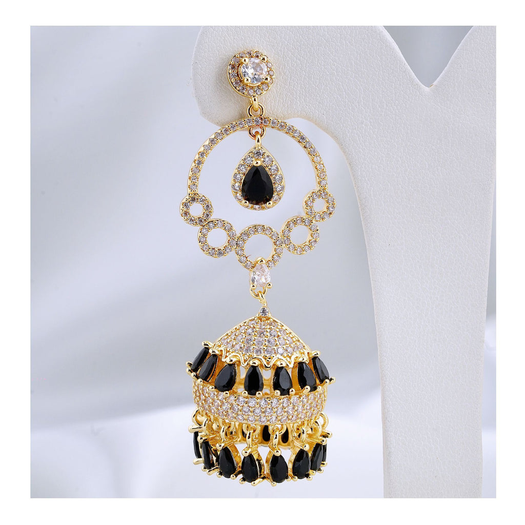 Women's Jhumki Jewellery, Golden Black, JK 00754