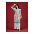 Pink Floral With Green Border Cambric Fancy Shirt, CAS-509